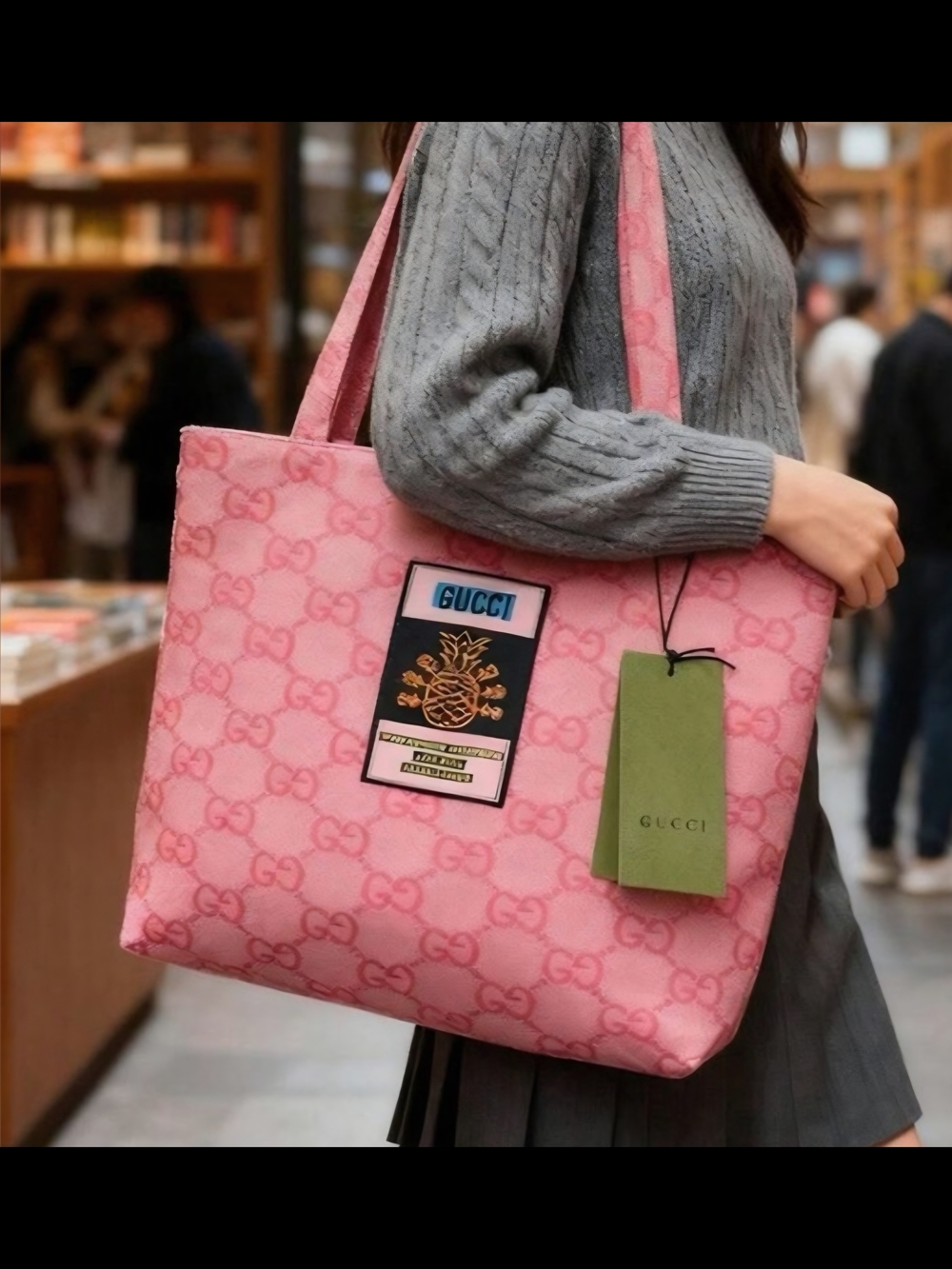 Pink GG Monogram Tote Bag - Picture 10 of 11